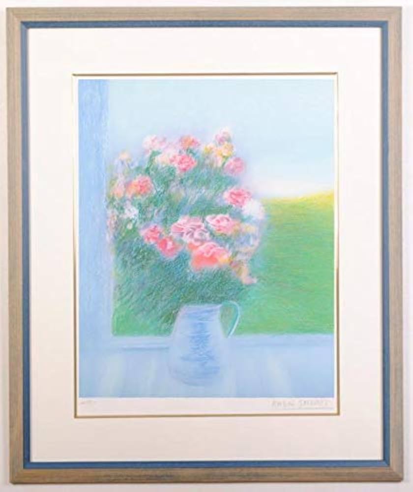 花束の絵 絵画 インテリア おしゃれ (幸せの花束 虹色/ 額入り Sサイズ